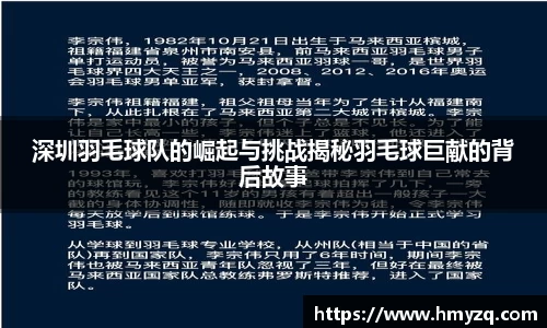 深圳羽毛球队的崛起与挑战揭秘羽毛球巨献的背后故事